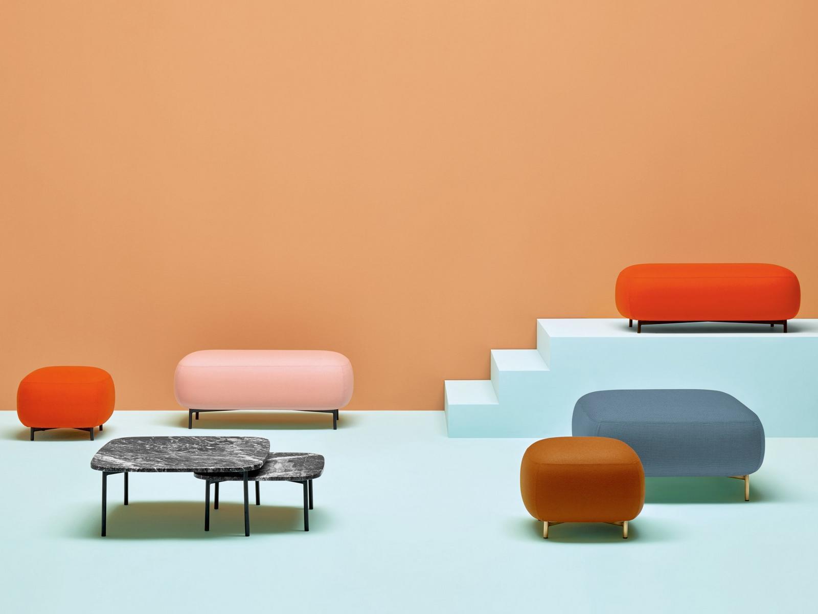 BUDDY 210 Upholstered square fabric pouf