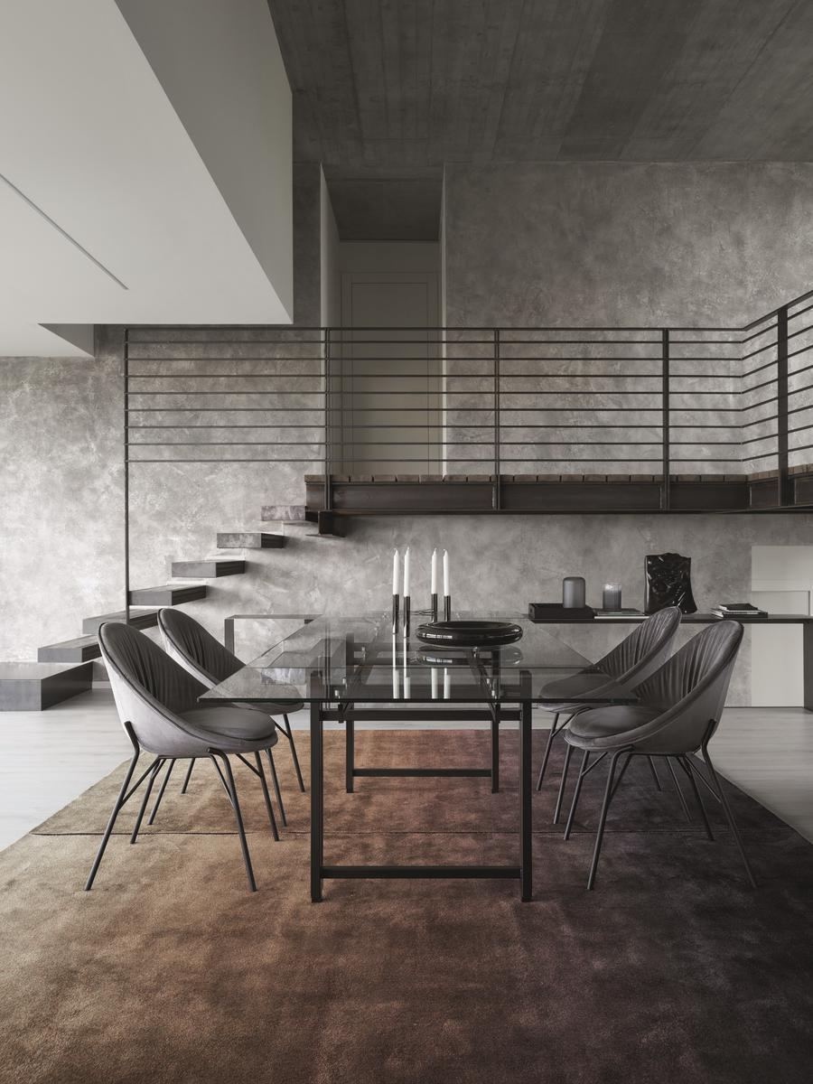 BERLIN Extending rectangular glass table