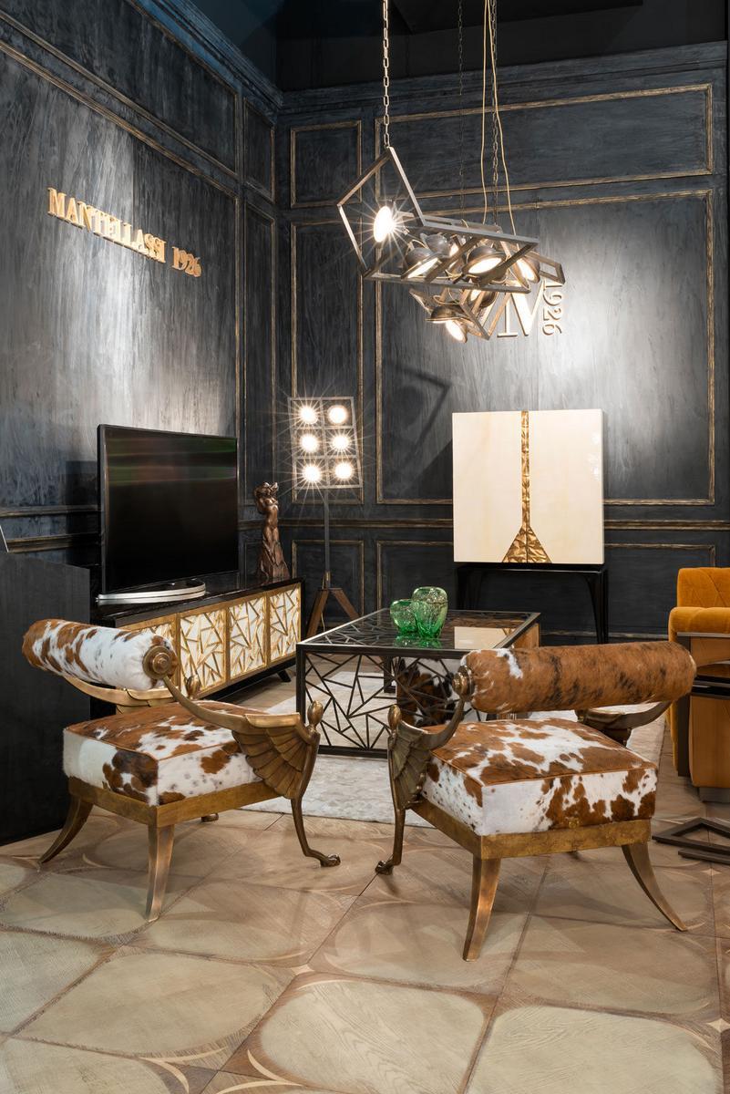 ZAZÀ Rectangular steel and crystal coffee table