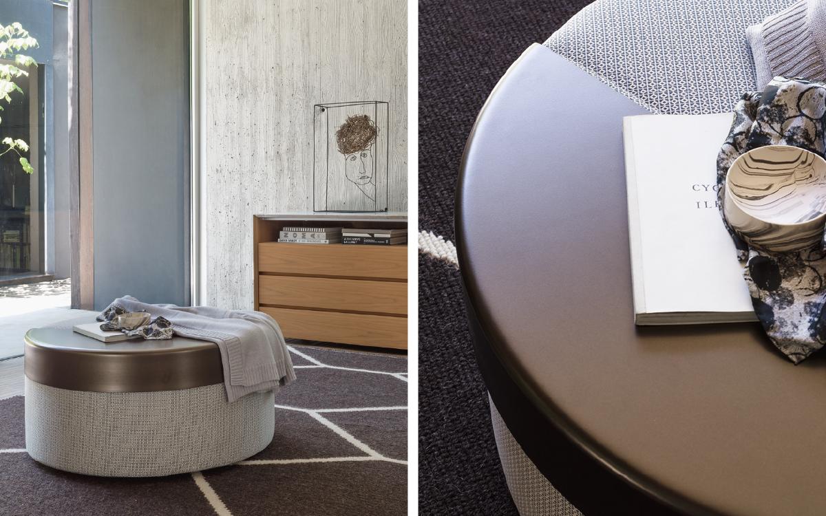 MOON Round fabric pouf