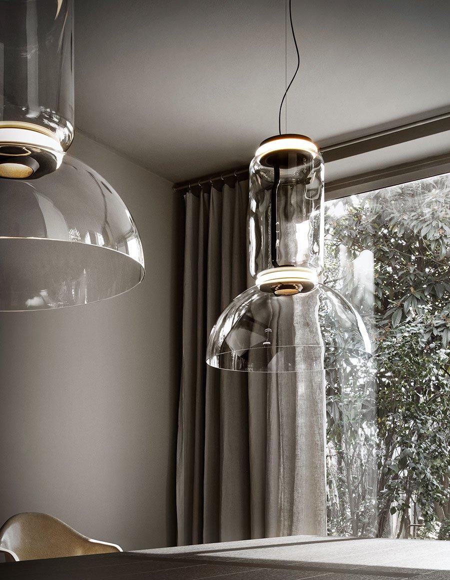 NOCTAMBULE BOWL LED direct light Blown crystal pendant lamp
