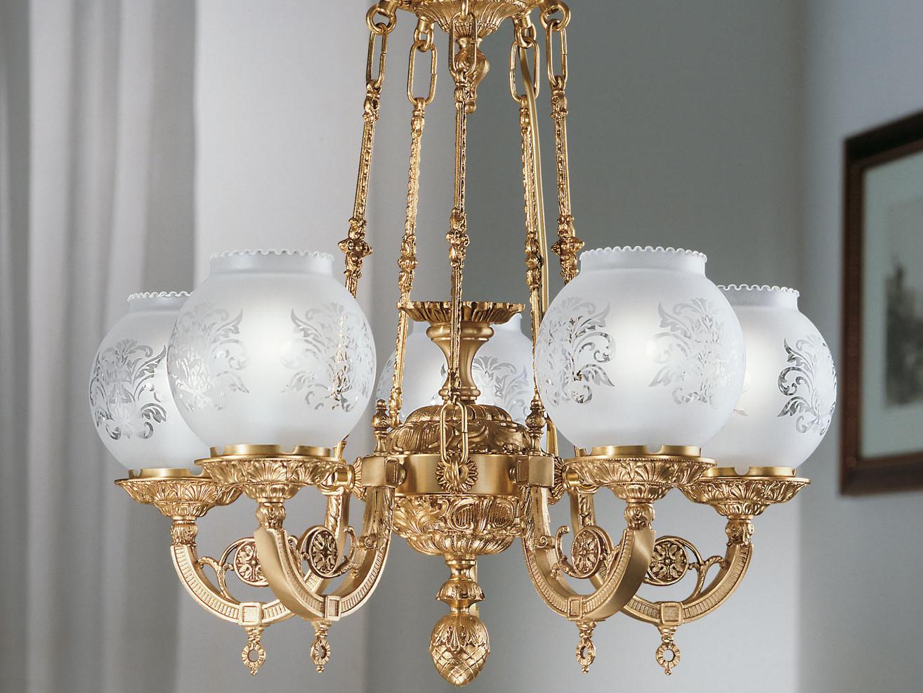 MARY 776/5 Satin french gold chandelier with glass