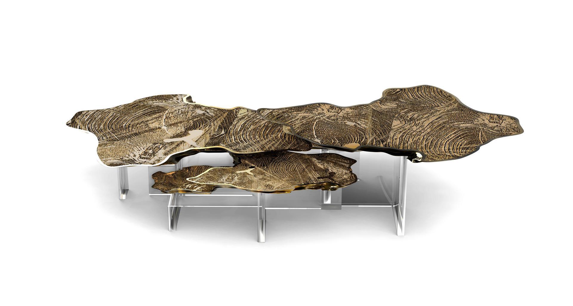 MONET Low brass coffee table for living room