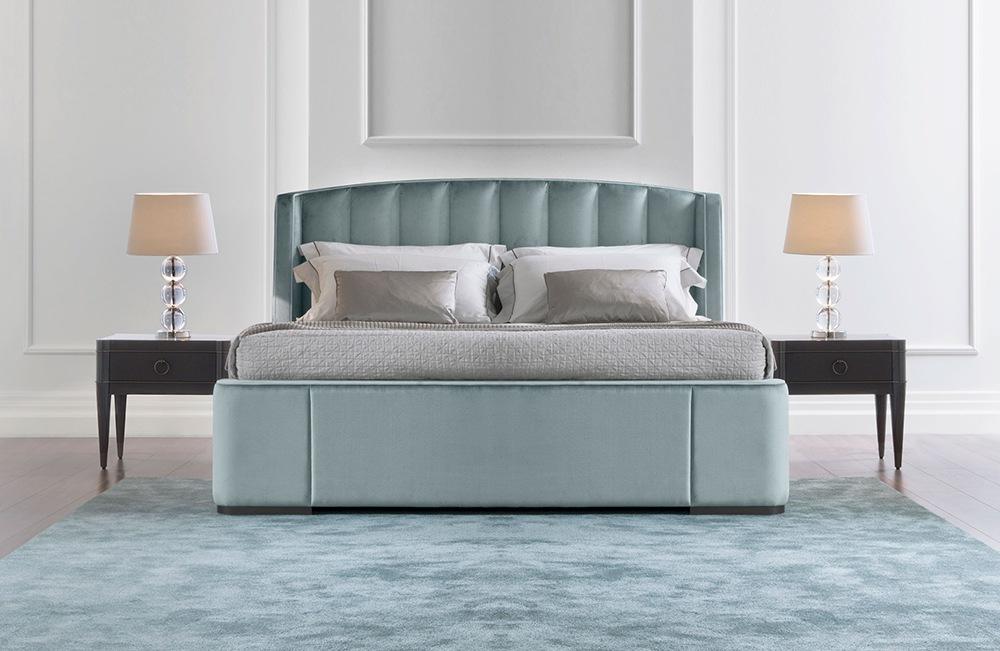 ZAFFIRO Leather bed with upholstered headboard