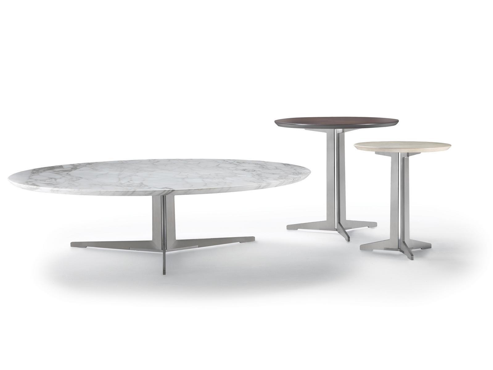 FLY Round marble coffee table with 3-star base