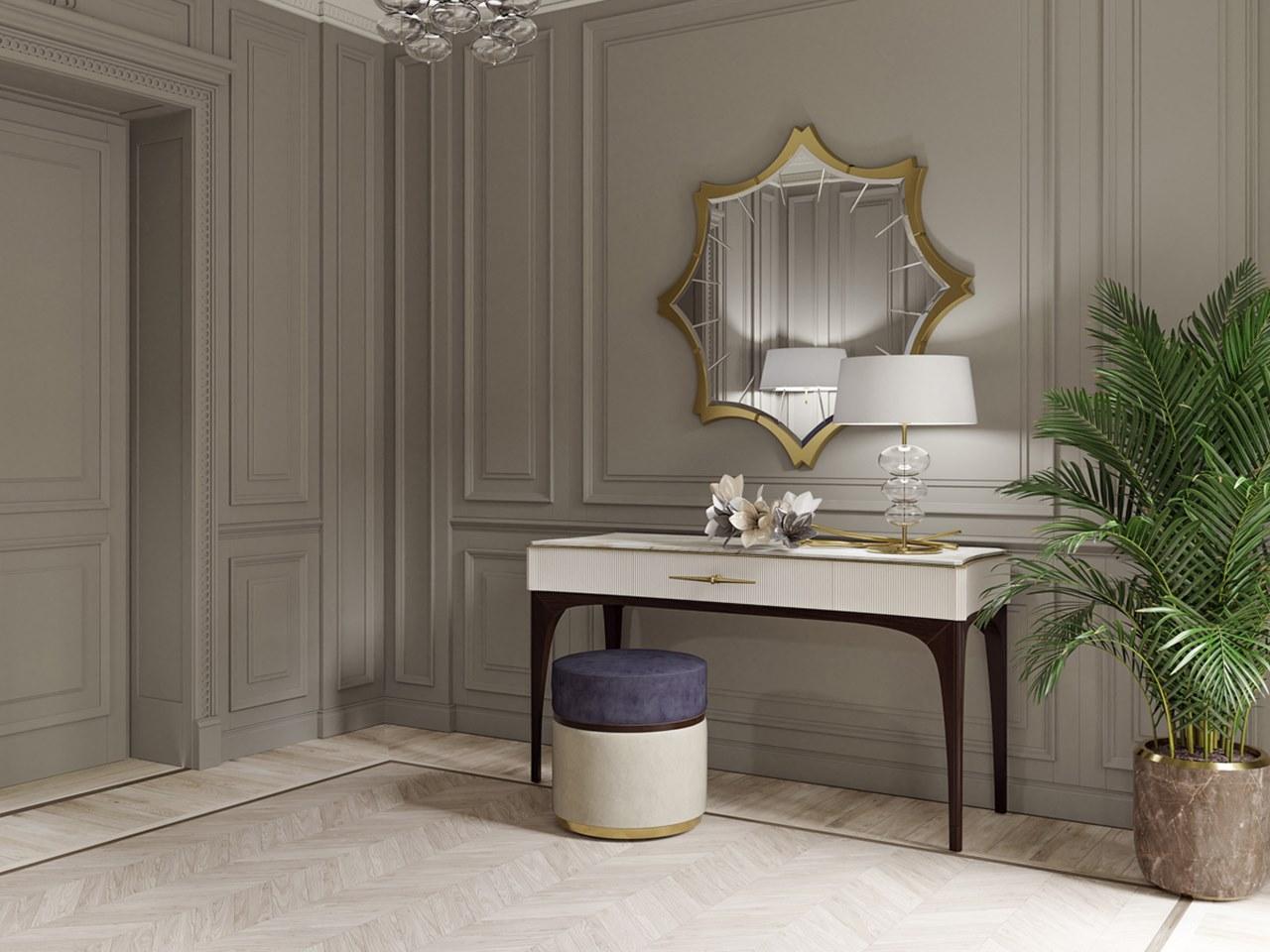 PR.782 Rectangular wooden console table with drawers