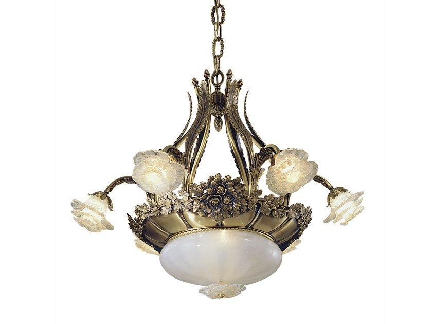 ROSE 701/6+2 Antique Brass chandelier with glass
