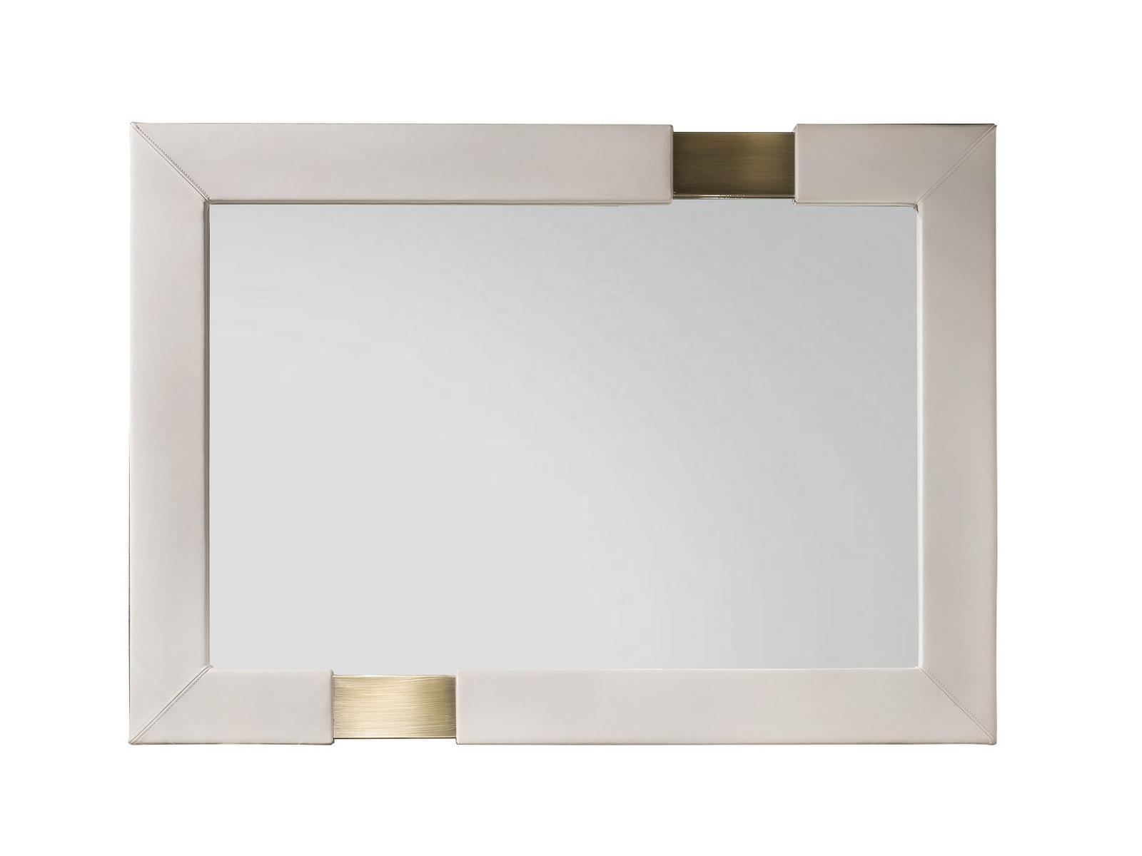 TRILOGY R Rectangular framed leather mirror