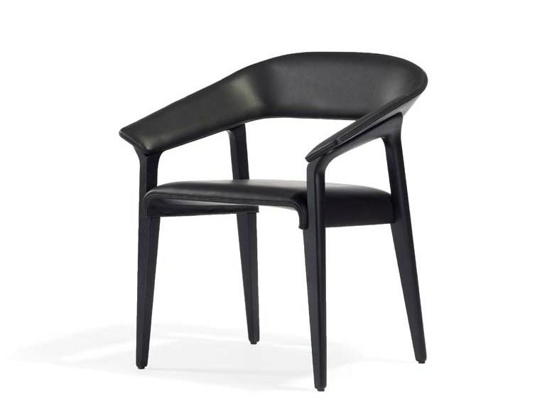 MEMORY Leather easy chair with armrests