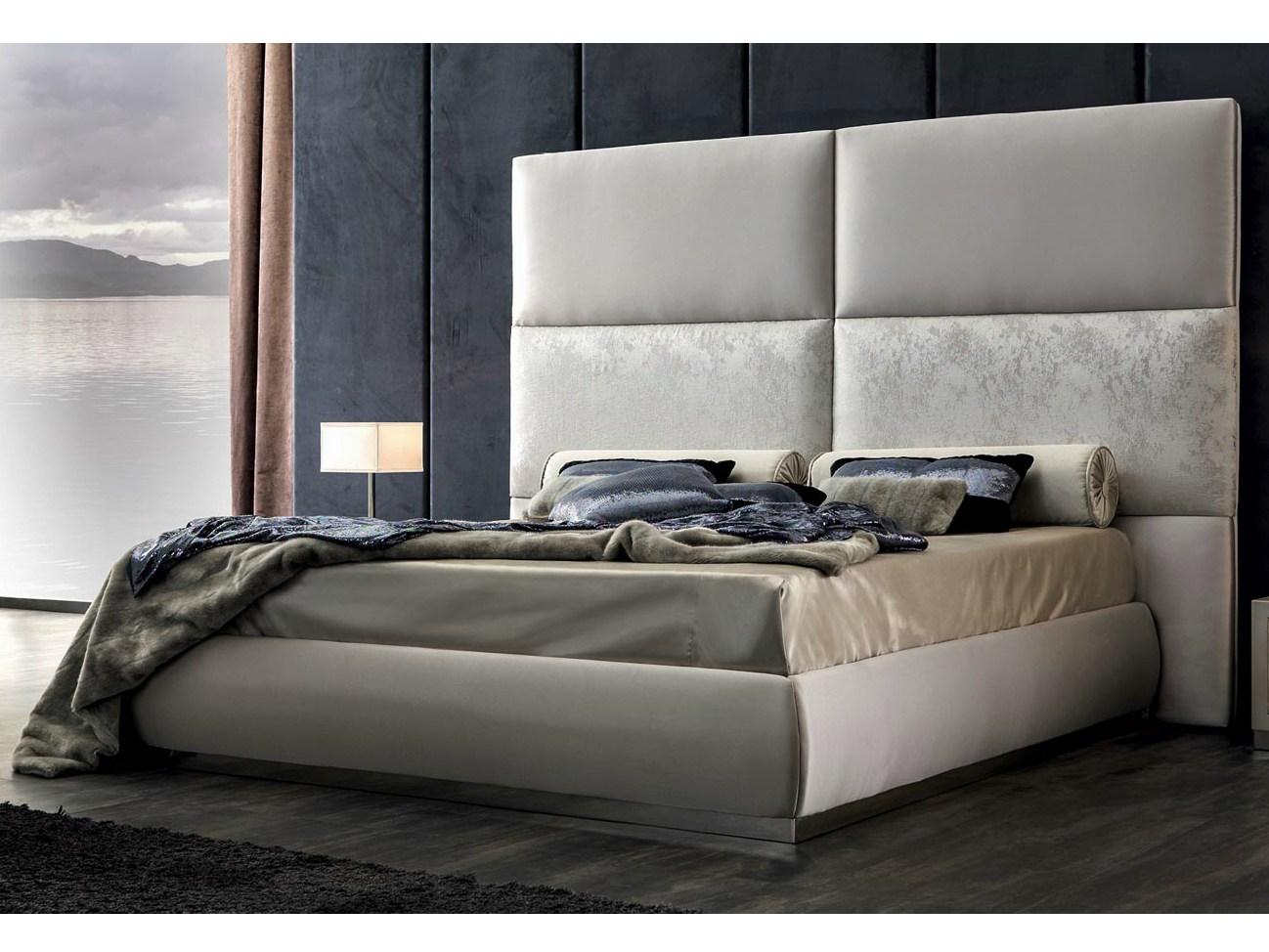 THARA Upholstered bed with high headboard