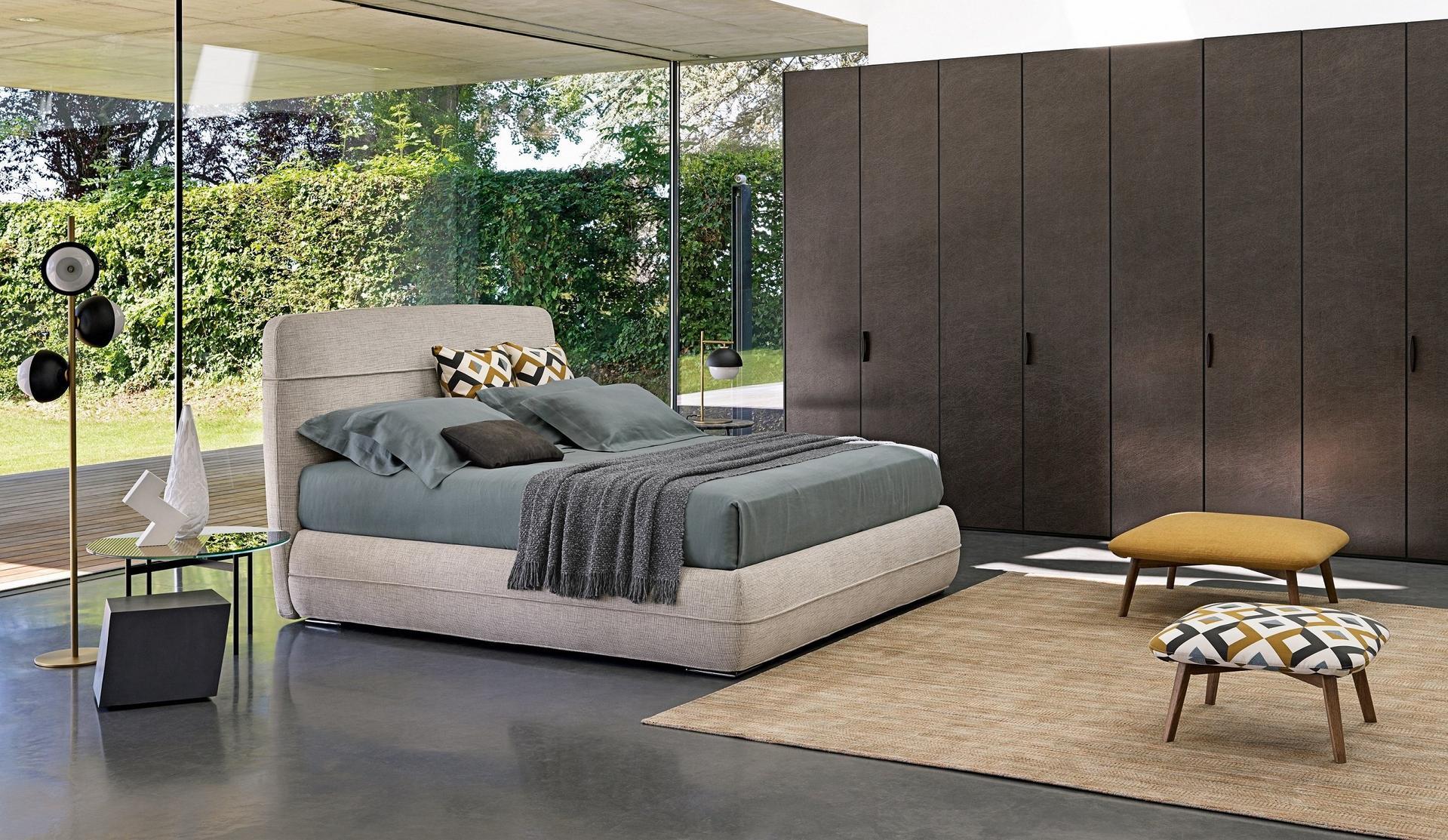 MANDARINE Upholstered fabric double bed