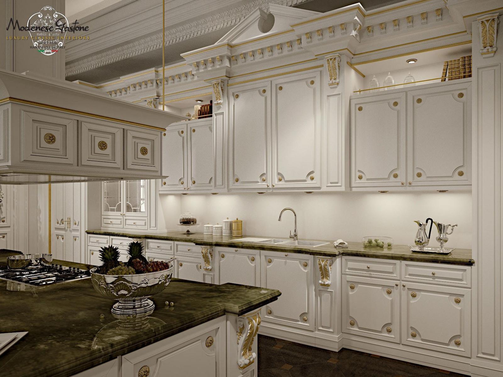 ROMANTICA - IVORY AND GOLD Custom solid wood kitchen