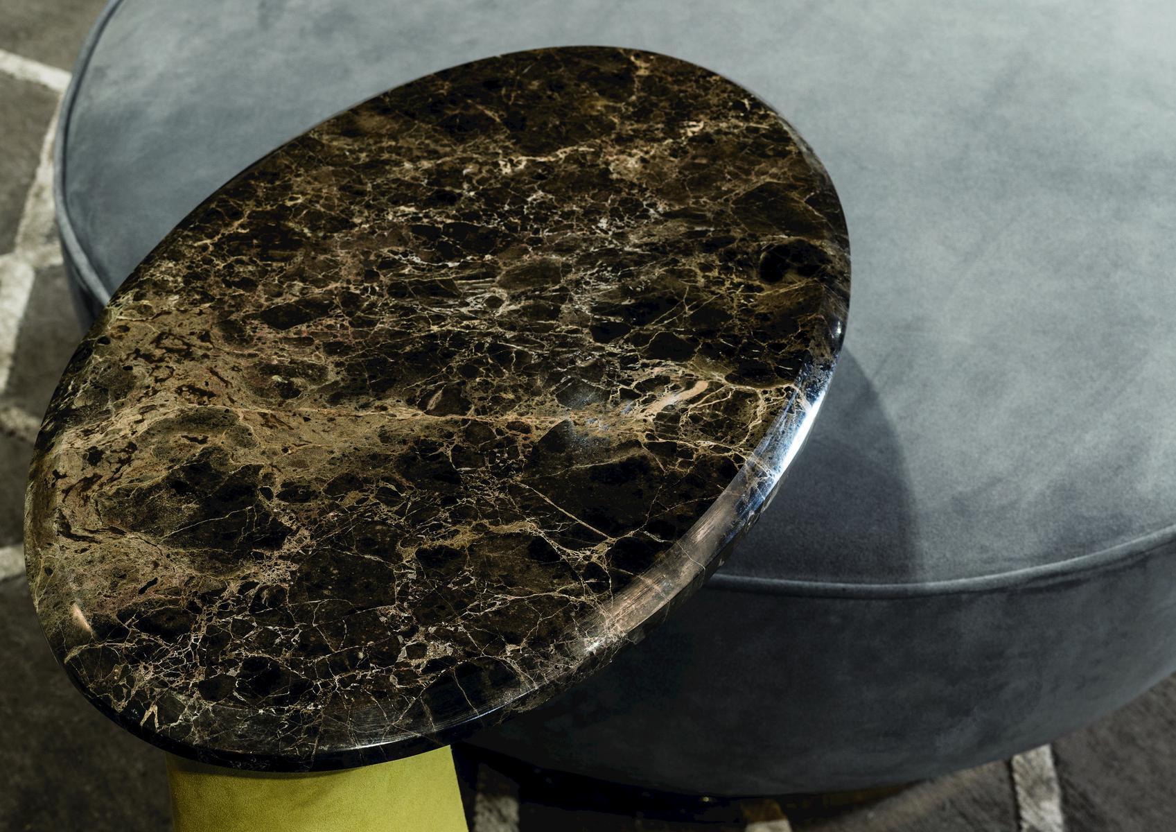 VINCENT Round leather pouf