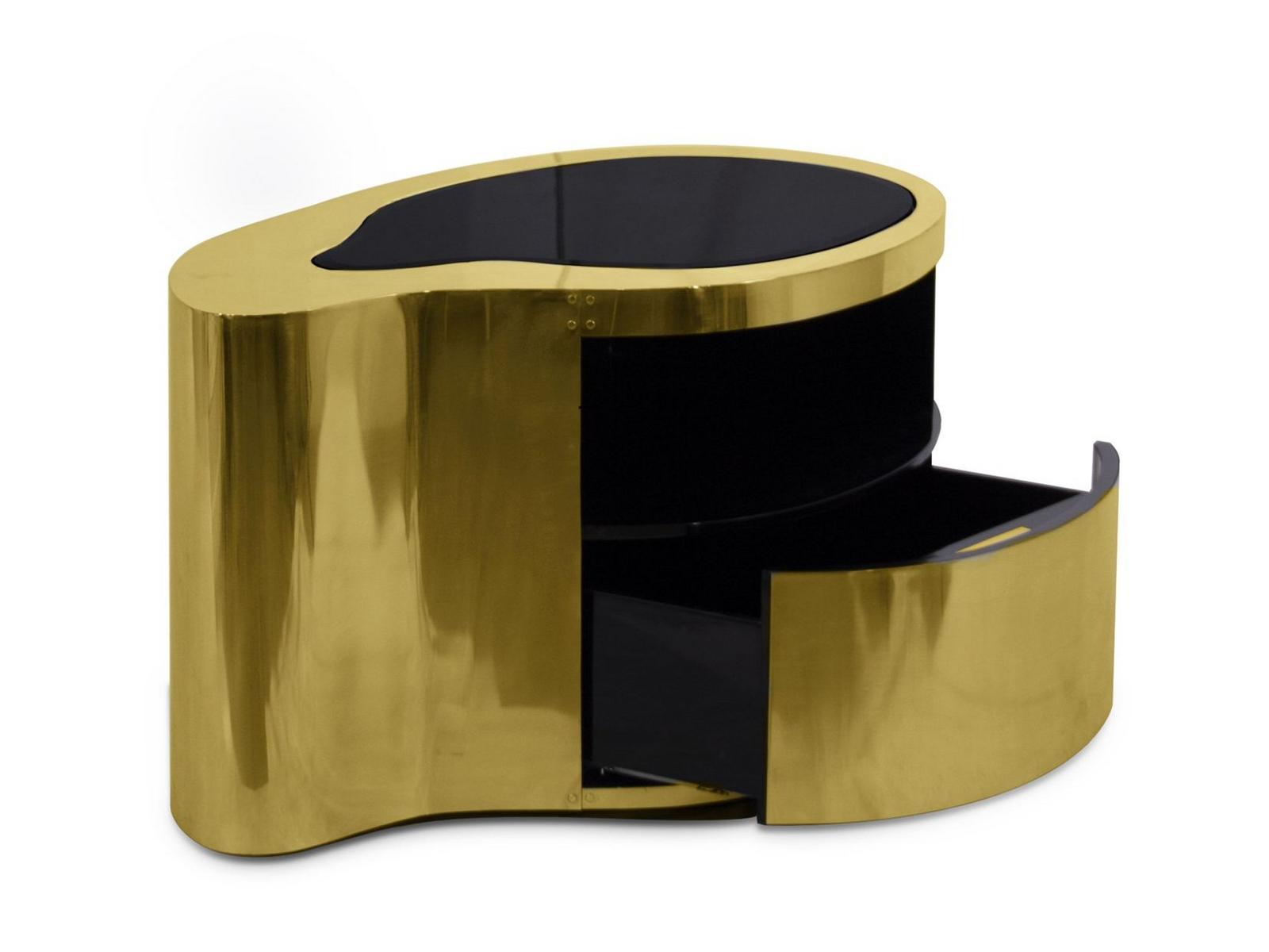 WAVE Copper bedside table with drawers