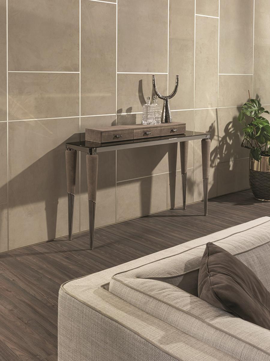 ODETTE Rectangular veneer console with drawers
