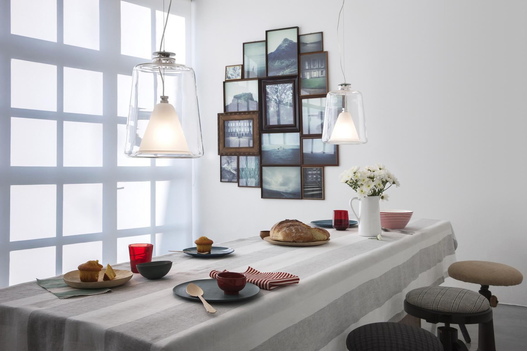 LANTERNINA - 471 Contemporary style glass and aluminium pendant lamp