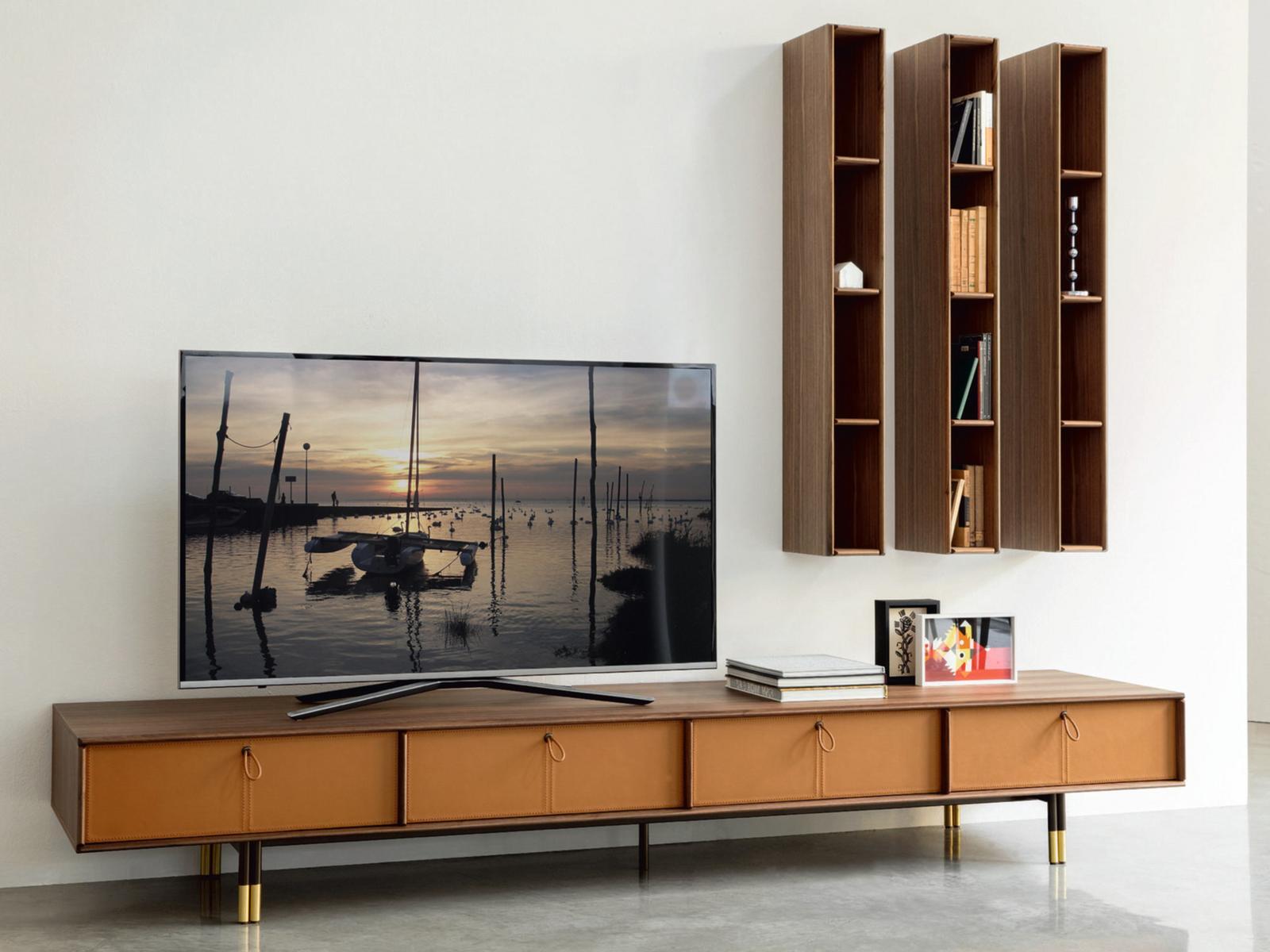 BAYUS Low walnut TV cabinet with drawers