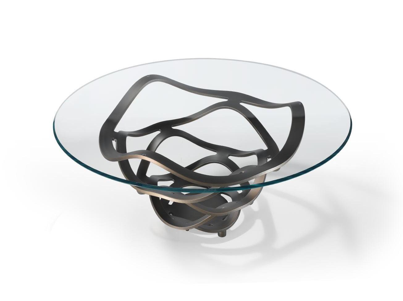NEOLITICO Round glass dining table