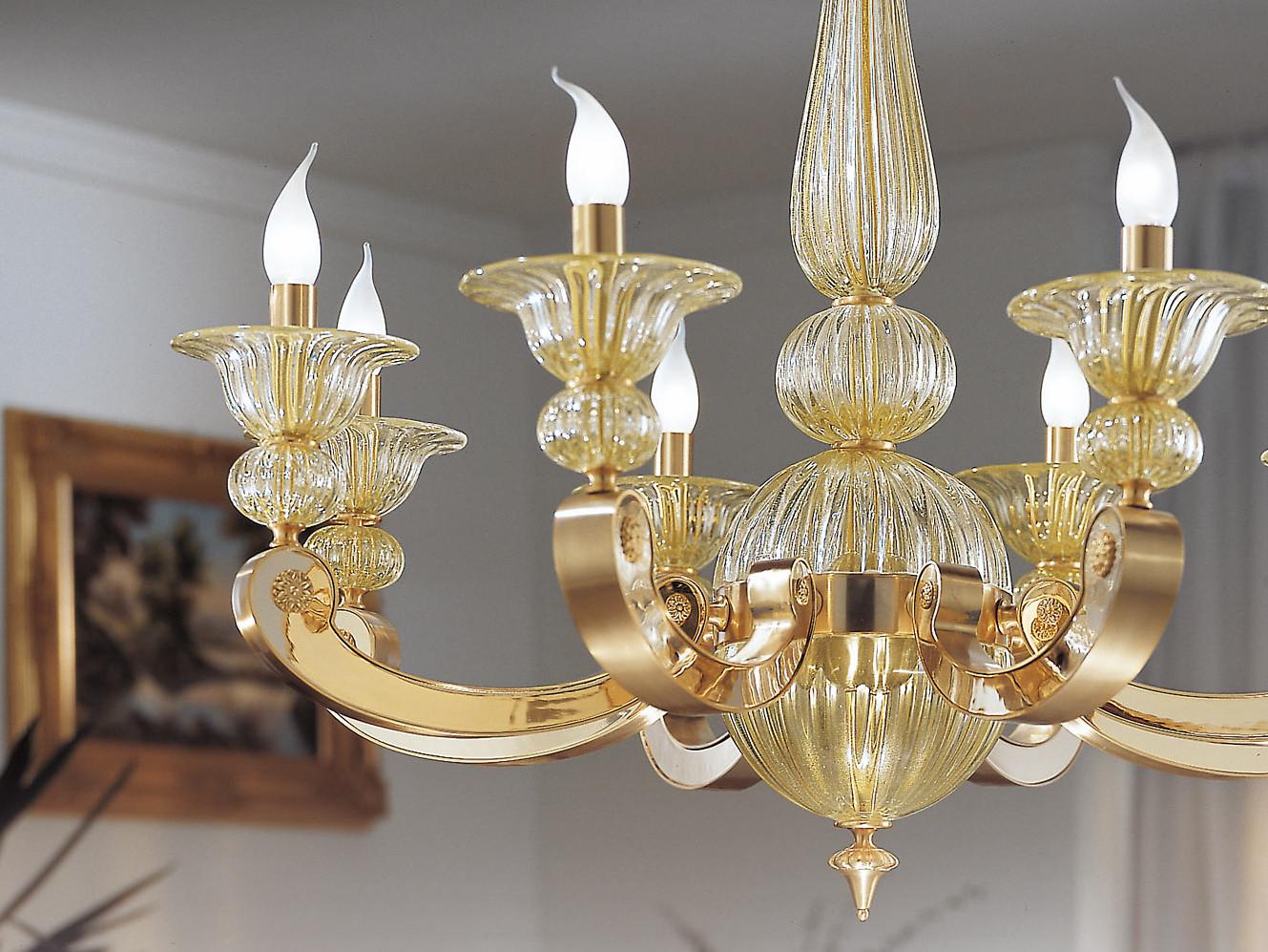 AMY 267/8 Gold/satin gold plated chandelier with clear crystal
