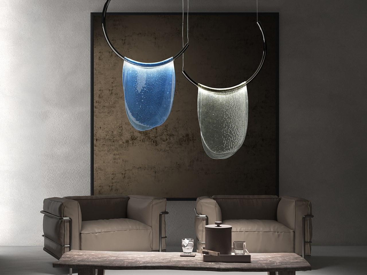 DALÌ LED adjustable stained glass and metal pendant lamp