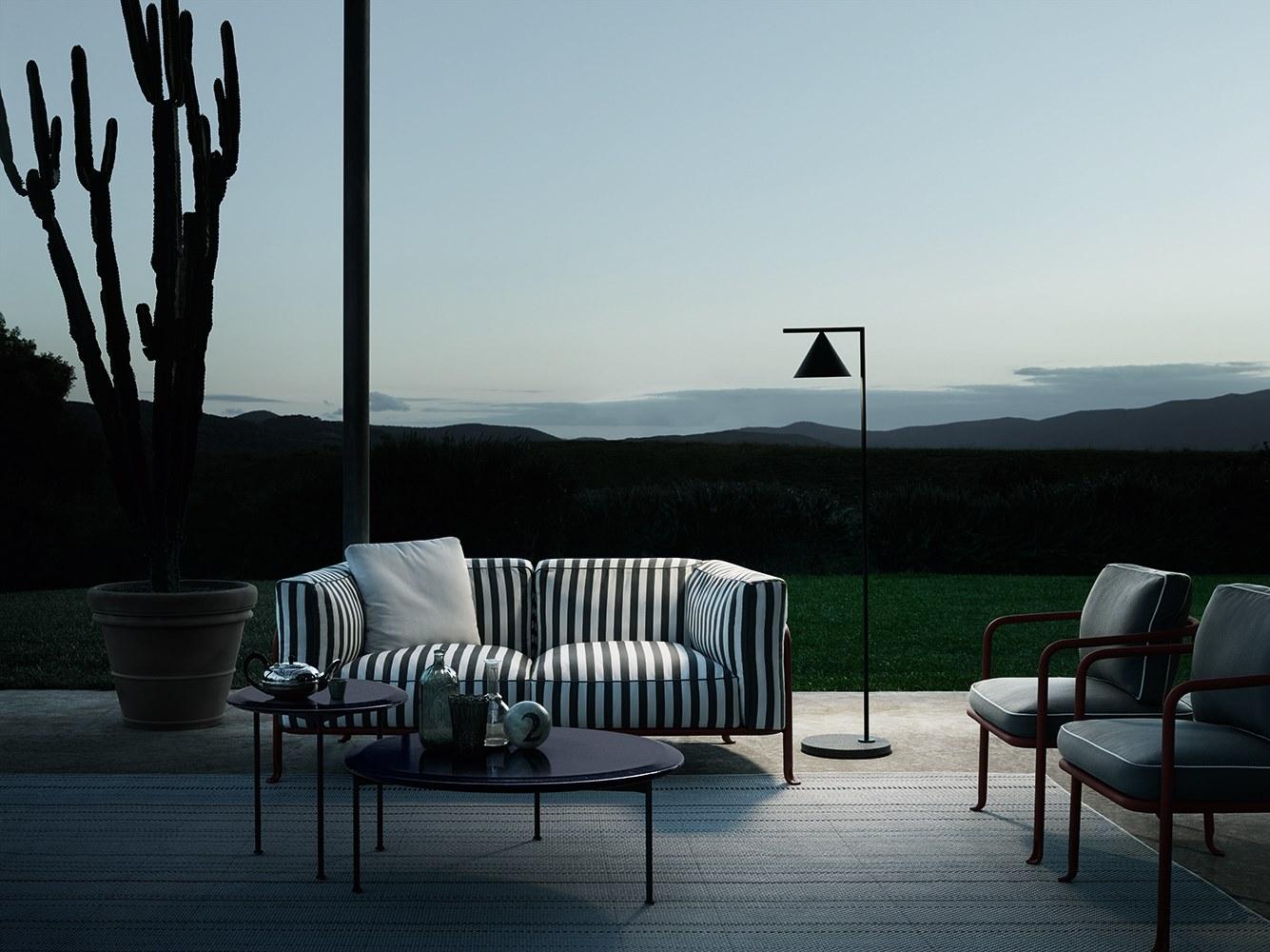 BOREA Upholstered fabric garden chair with armrests