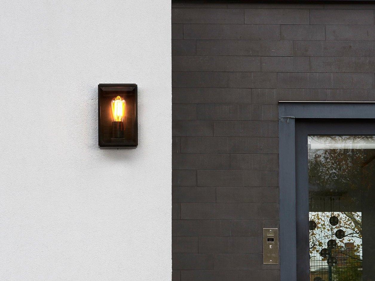 HOMEFIELD 160 Glass and steel outdoor wall lamp
