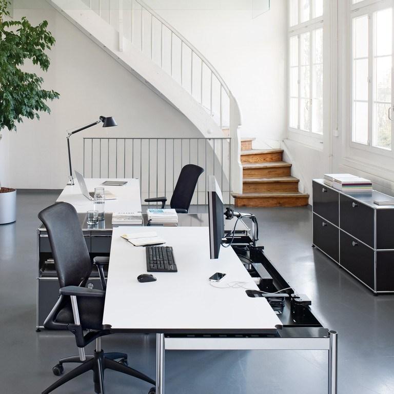 HALLER TABLE FOR SHARED WORKSTATIONS Rectangular laminate workstation desk