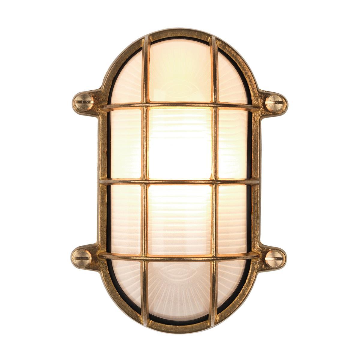 THURSO OVAL LED outdoor wall lamp in brass and glass