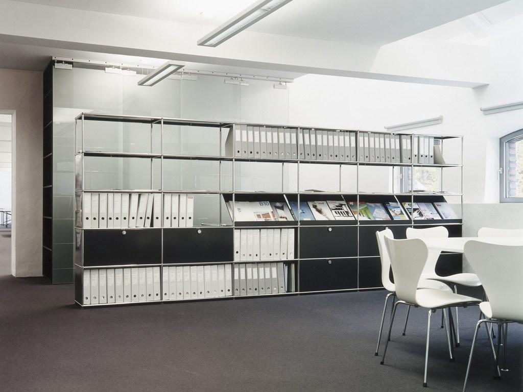 HALLER MODULAR OFFICE SHELVING Tall modular metal office storage unit