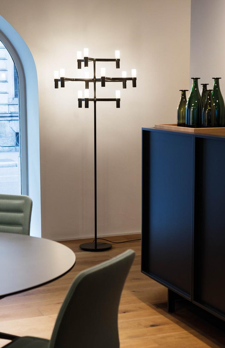 CROWN Direct light glass and aluminium floor lamp
