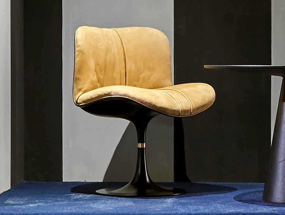 MARILYN Swivel upholstered nabuk chair