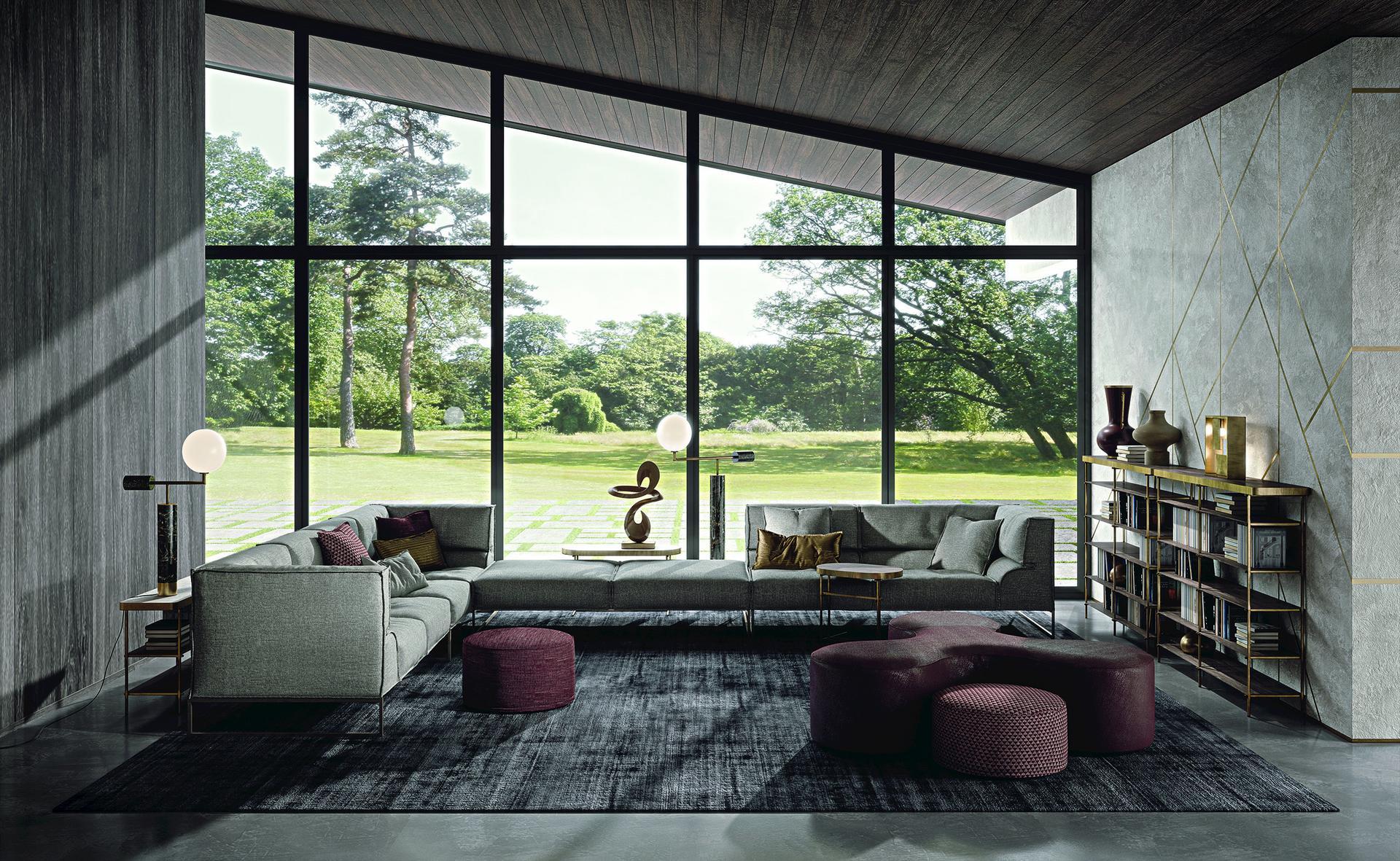 BLOW Upholstered fabric pouf
