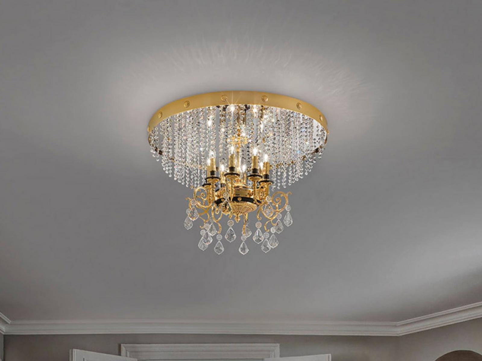 ODESSA PL6 70 / PL8 90 Incandescent brass ceiling lamp with crystals