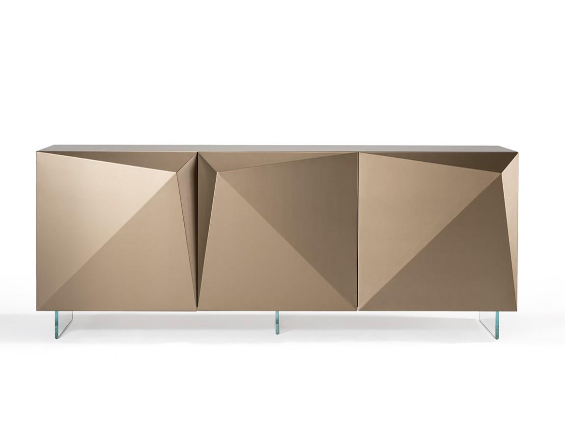 ORIGAMI Wood and glass sideboard with doors