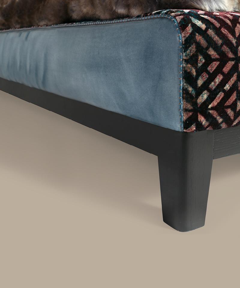 GREG Fabric double bed with upholstered headboard