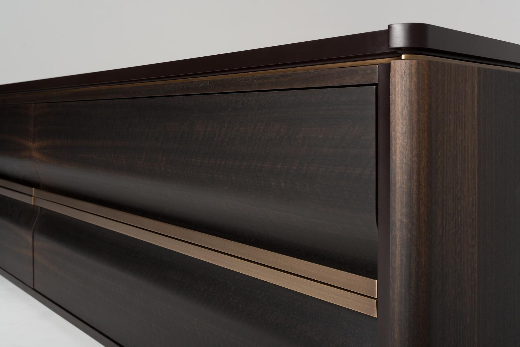 ERCOLE Eucalyptus TV cabinet with drawers