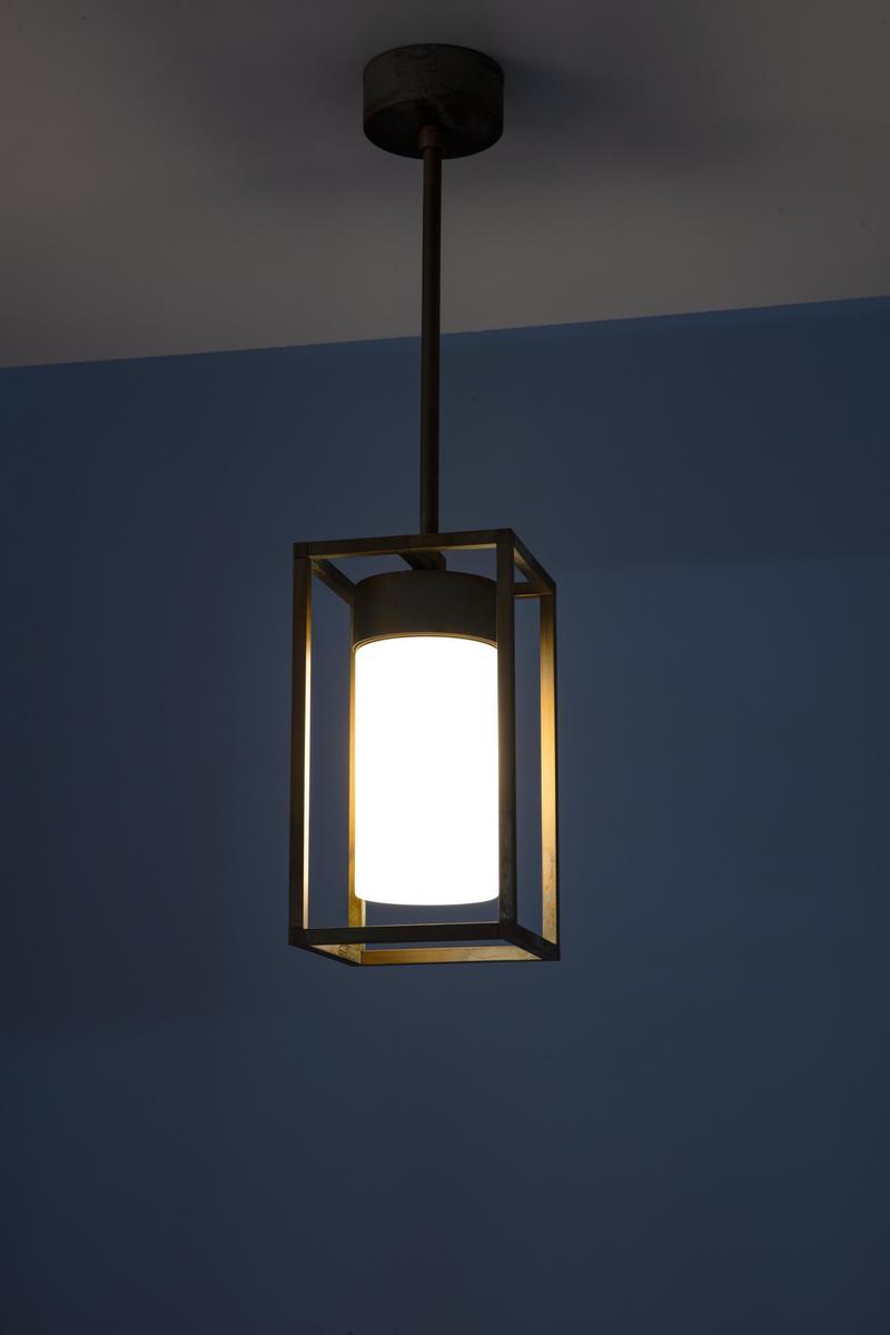 CUBIC LED brass outdoor pendant lamp