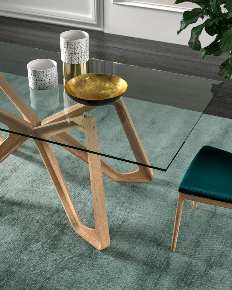 PAPILLON Rectangular wood and glass table