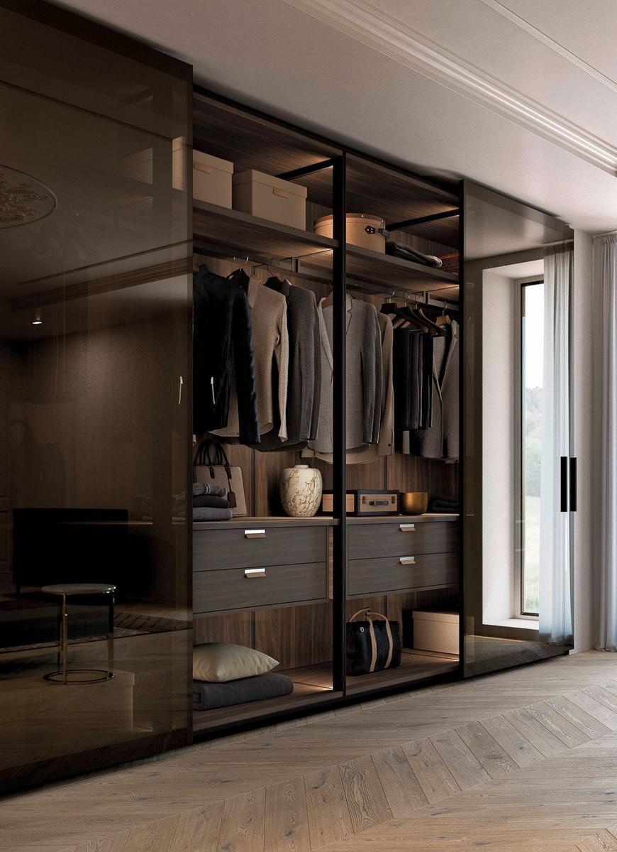GLASS Glass and aluminium wardrobe