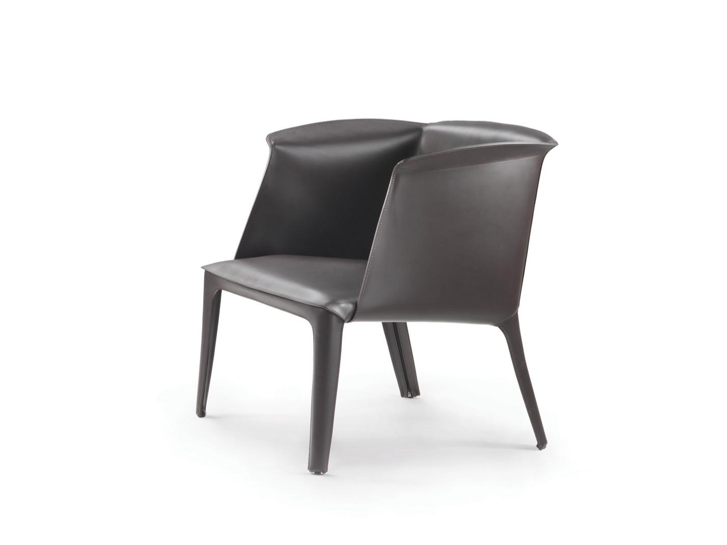 ISABEL Tanned leather easy chair with armrests