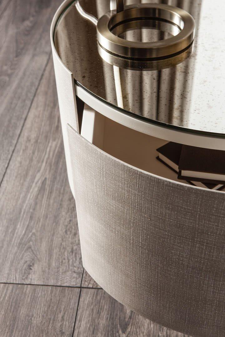 MIRTO Round metal bedside table with drawers