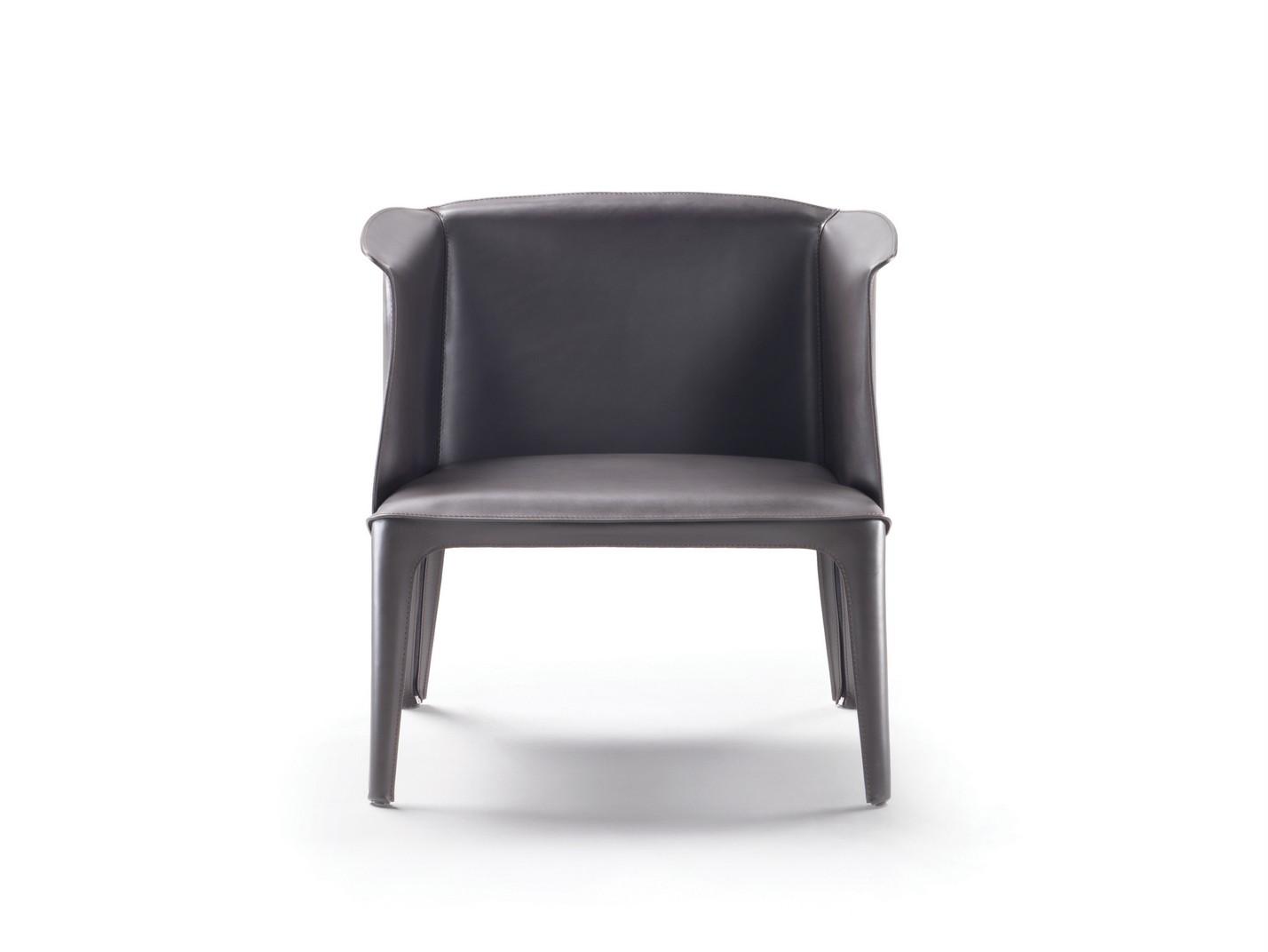 ISABEL Tanned leather easy chair with armrests