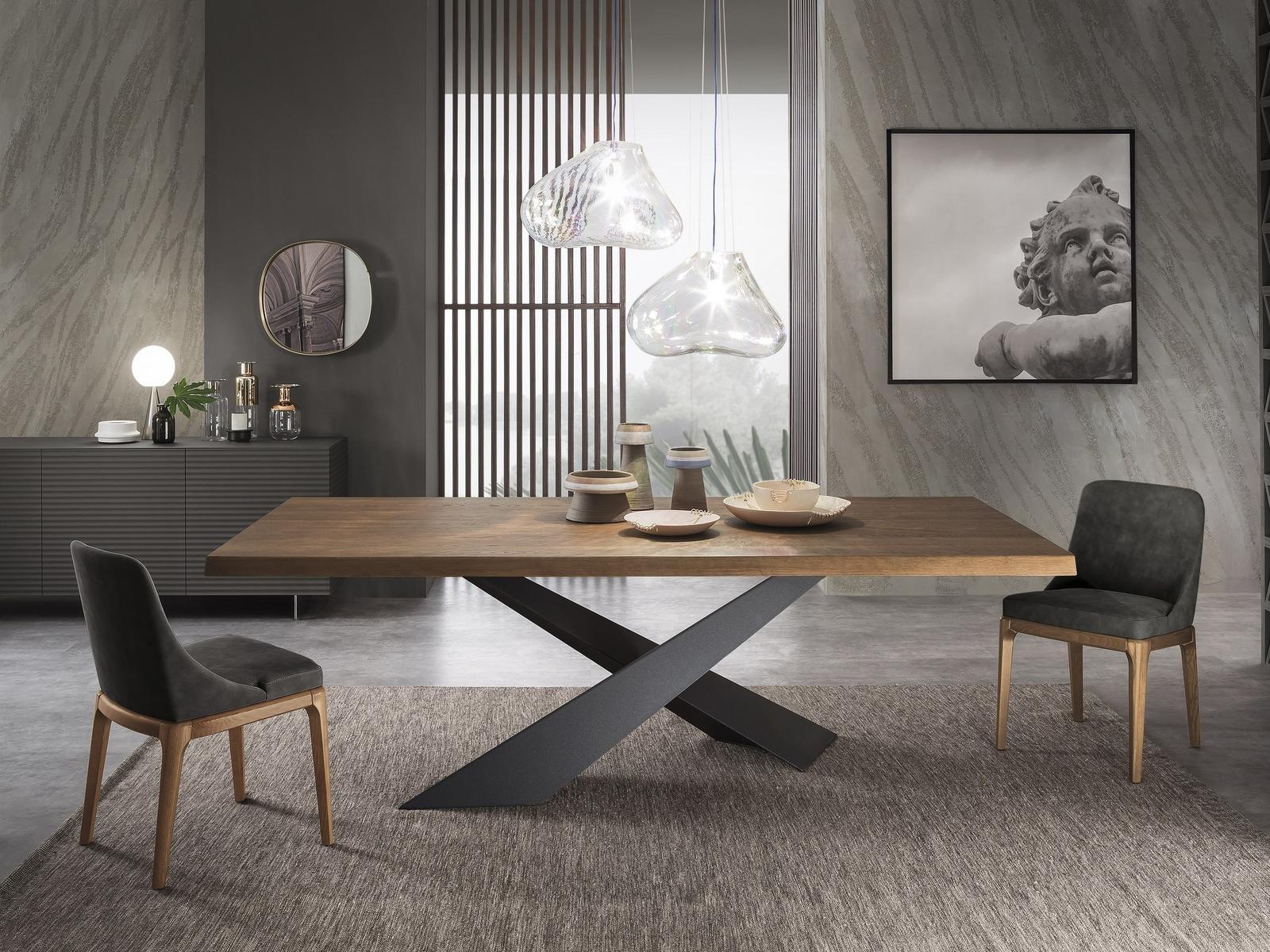 LIVING - GRAPHITE &AMP; WALNUT Rectangular wooden dining table