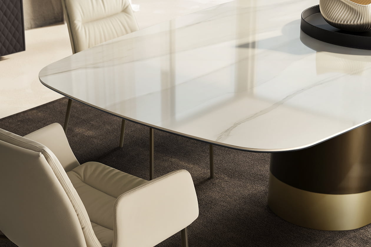 CILINDRO CERAMIC Round ceramic table in a luxury style