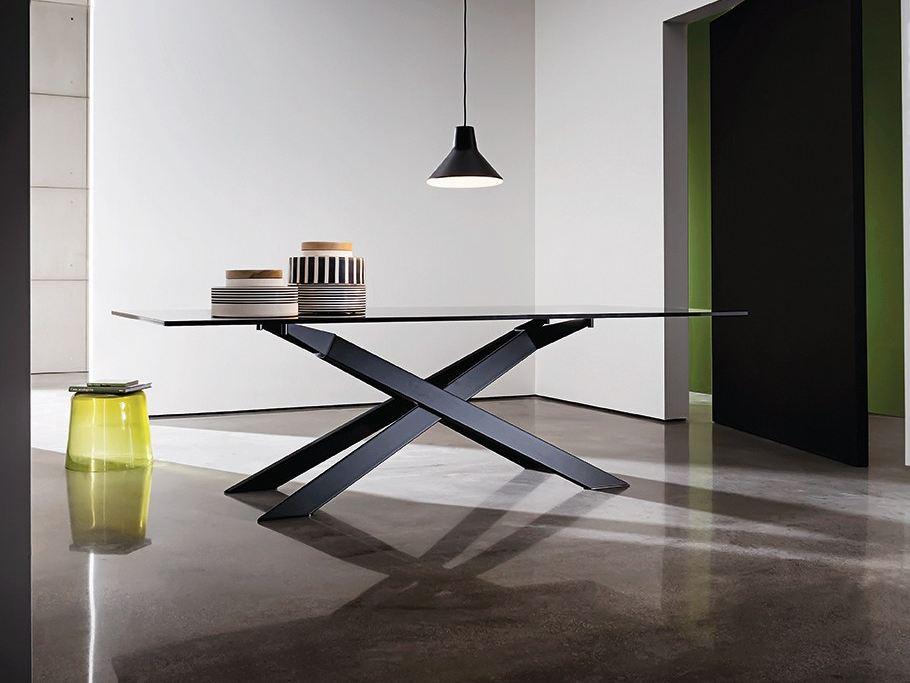 CROSS Rectangular glass table