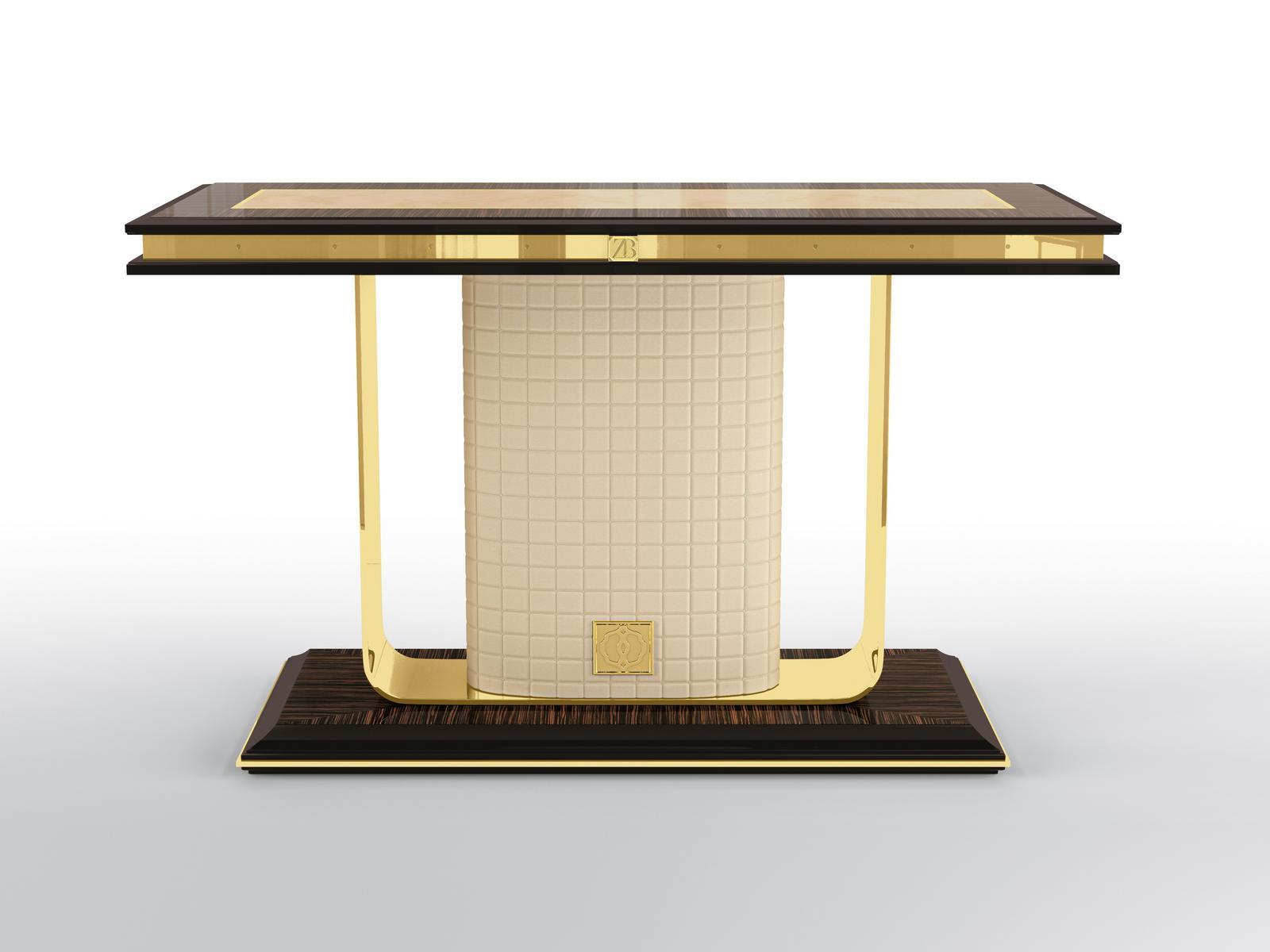 RANDOLPH Rectangular console table in ebony and metal