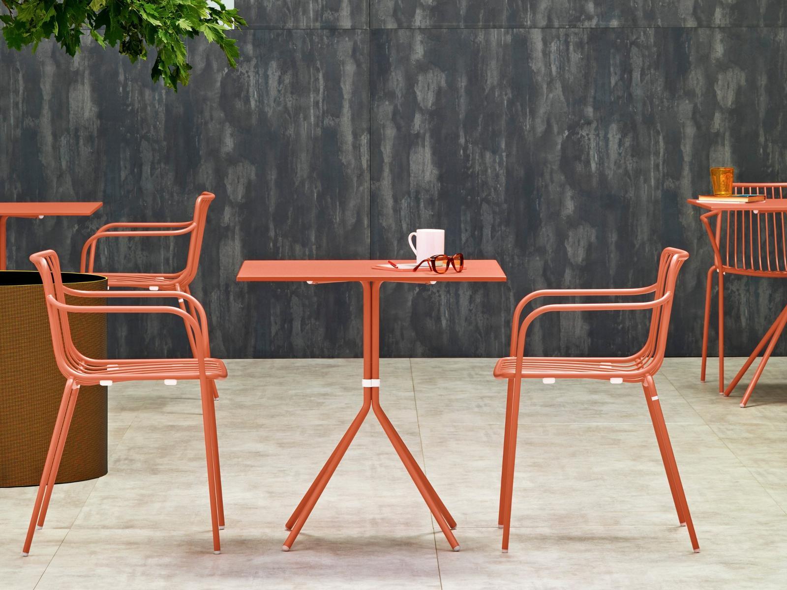 NOLITA 3656 Metal garden chair with armrests