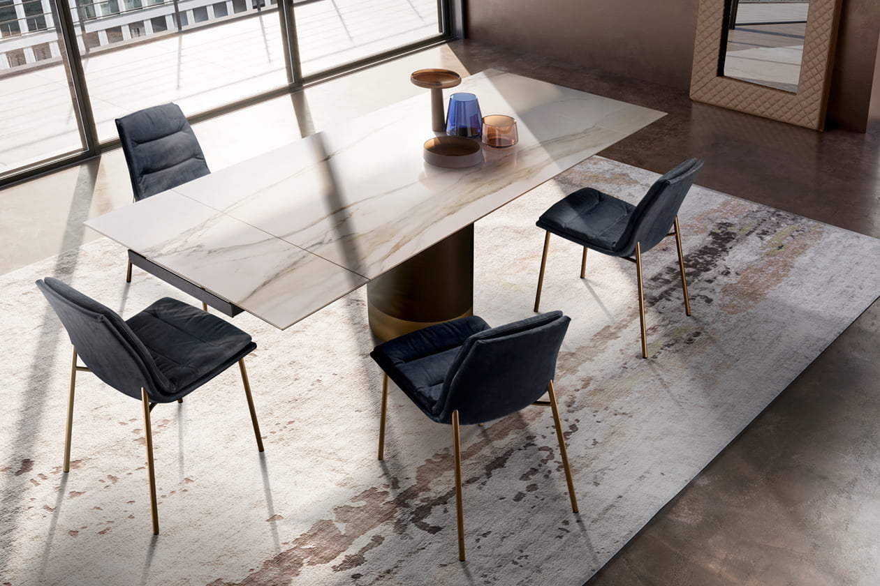 CILINDRO CERAMIC Round ceramic table in a luxury style