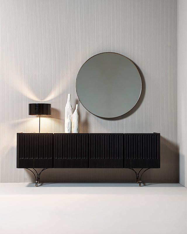 MARLENE Round wall-mounted framed mirror