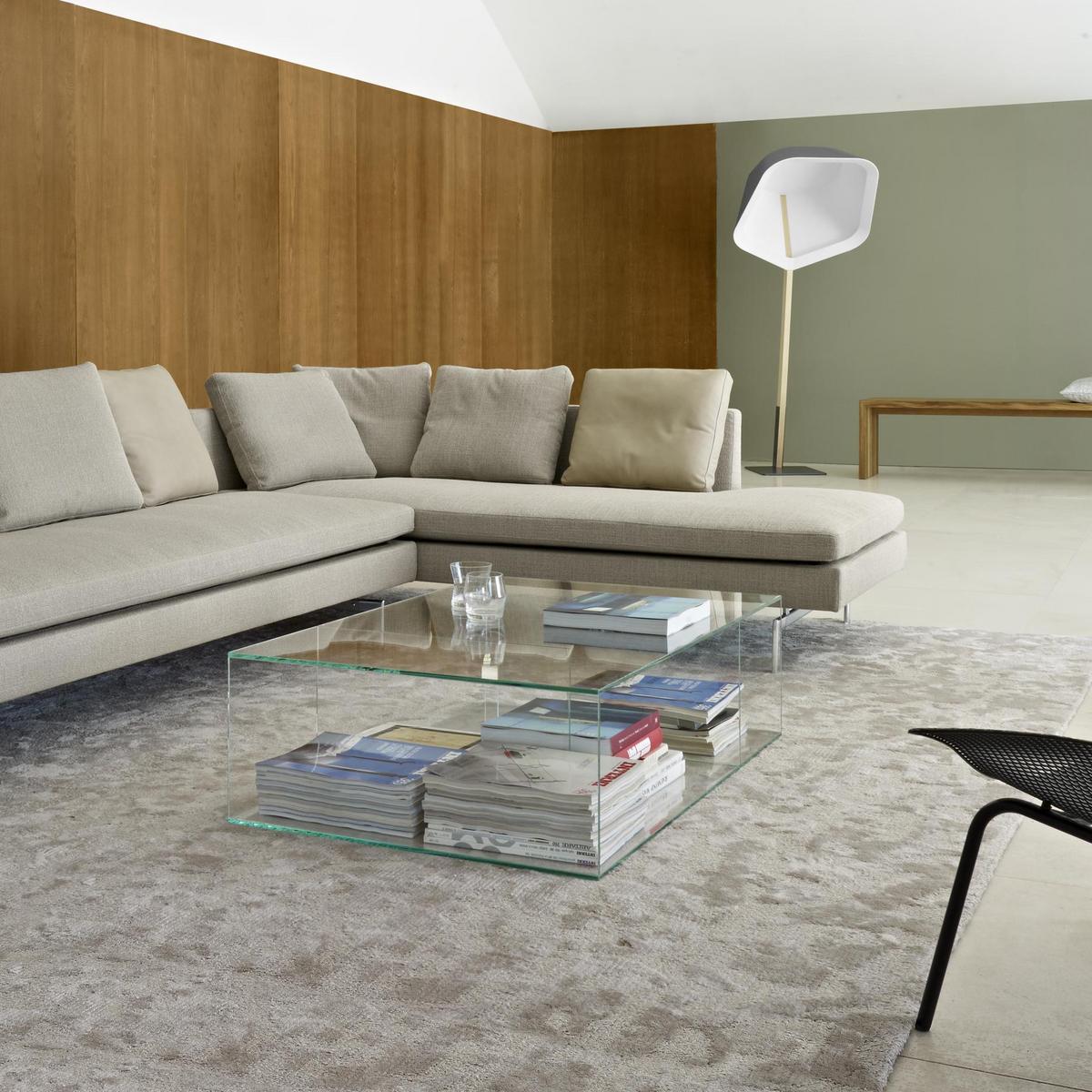 SALDO Low rectangular glass coffee table